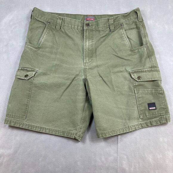 CRAFTSMAN Shorts Men's 42 Work Cargo Pockets Heavy Duty Rugged Canvas Green - Picture 1 of 11